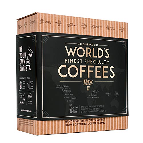 Innovatives Kaffee Geschenk Set für Männer & Frauen - 5 Beste Single Estate Spezialitäten & Bio Kaffees Aus Aller Welt | Brauen & Genießen Sie Jederzeit & Überall | Probierset für Kaffeeliebhaber