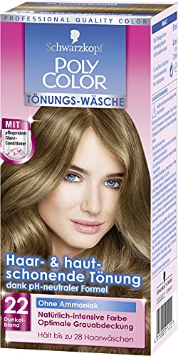 SCHWARZKOPF POLY COLOR Toenungs-Waesche, Haarfarbe 22 Dunkelblond Stufe 2, 1er Pack (1 x 105 ml)