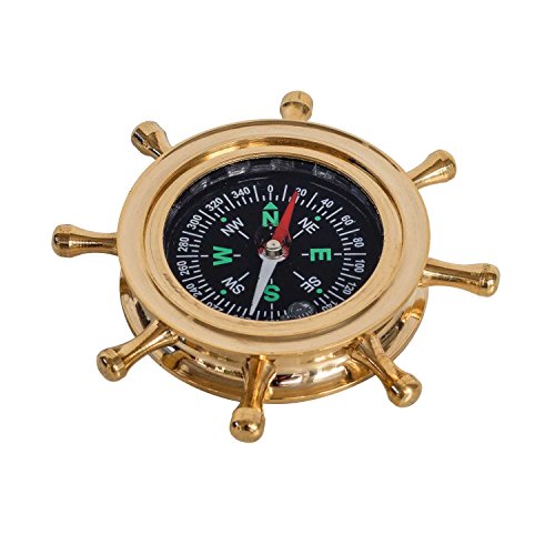 aubaho Kompass Steuerrad Maritim Dekoration Navigation Messing Antik-Stil