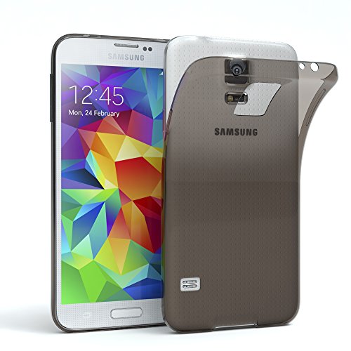 EAZY CASE Hülle kompatibel mit Samsung Galaxy S5 / S5 LTE+ / S5 Duos / S5 Neo Schutzhülle Silikon, Ultra dünn, Slimcover, Handyhülle, Silikonhülle, Backcover, Durchsichtig, Klar Anthrazit