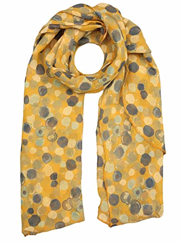 Zwillingsherz Seiden-Tuch im auffälligem Design - Hochwertiger Schal für Damen Mädchen - Halstuch - Umschlagstuch – Pashmina - Loop - weicher Schlauchschal für Frühjahr Sommer Herbst Winter - gelb