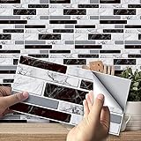VIVILINEN 27 Stück Fliesenaufkleber 3D Steinwandoptik 20x10cm Selbstklebende Deko Wandaufkleber Fliesensticker für Küche und Badzimmer (Weiß)