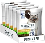 Perfect Fit Sensitive 1+ – Trockenfutter für erwachsene Katzen ab 1 Jahr – Sensitive mit Truthahn – Unterstützt die Vitalität – 5 x 1,4 kg