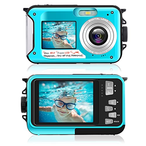 Unterwasserkamera Wasserdichte 2.7K 1080P FHD 48 MP Unterwasser Camcorder Dual Screen Videokamera Digitalkamera Selfie