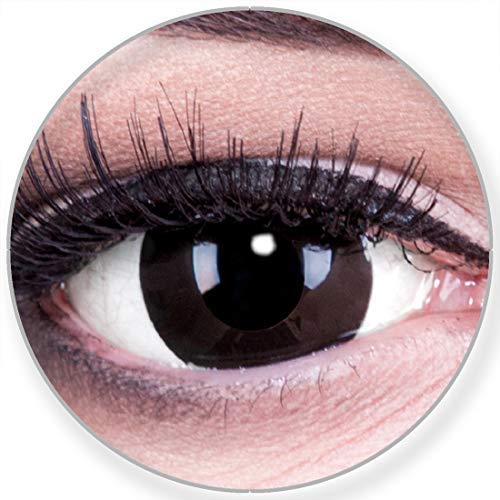 Farbige Mini Black Sclera 17mm schwarze Kontaktlinsen Lenses inkl. 60ml Pflegemittel und Behälter - Funnylens Markenqualität, 1Paar (2 Stück)