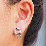 2023 Silber Frosch Ohrringe für Frauen Vintage Frosch geformte Ohrstecker Nette Tier Ohrringe für Teens Mädchen Frosch Schmuck