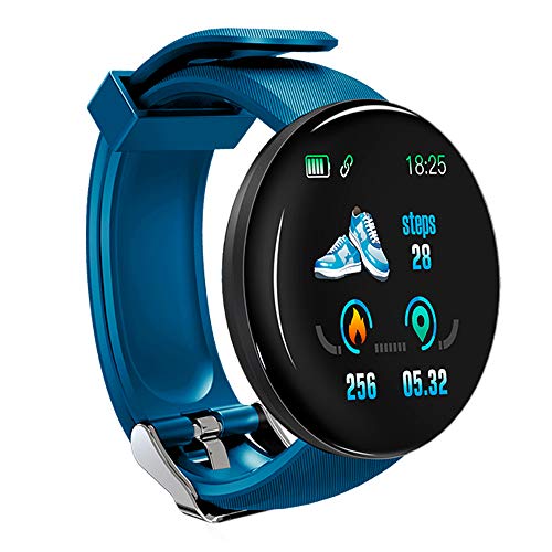 KawKaw DX Smartwatch für Damen Herren und Kinder mit Schlaftracker Kalorienzähler Schrittzähler Pulsuhr Health Watch Activity Tracker mit Touchfunktion Fitness Armband Uhr für iOS & Android (Blau)