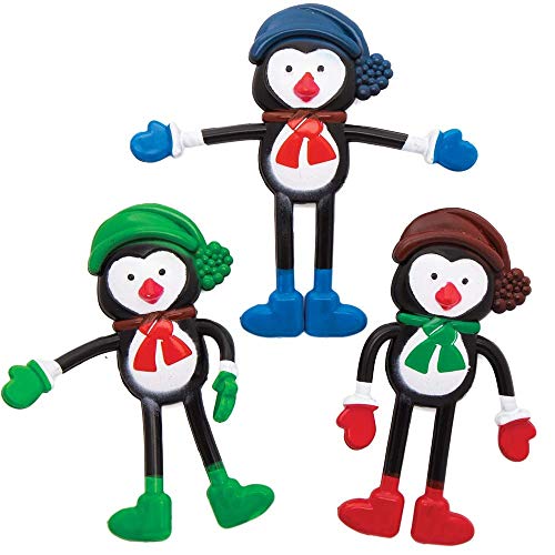 Baker Ross AX450 Biegsame Pinguine - 4 Stück, Lustiges Spielzeug für Kinder zur Weihnachtszeit perfekte Party, Beute, Preis oder Korbfüller