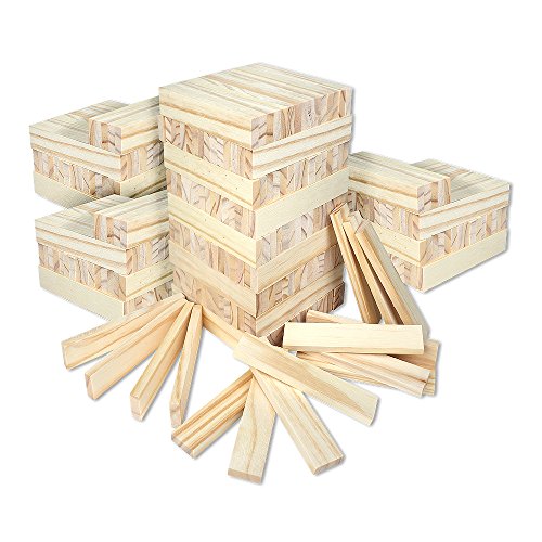 Schramm® 300 Stück Holzbausteine für Kinder Holzklötzer Holz Klötzer Bausteine Puzzle Baustein Holzbaustein Holzbaukasten 300er Pack