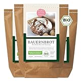Bauernbrot Bio Backmischung - Brotbackmischung für Sauerteigbrot - Brot mit Sauerteig backen Brotbackautomaten geeignet - Bake with Love - (3er Pack)