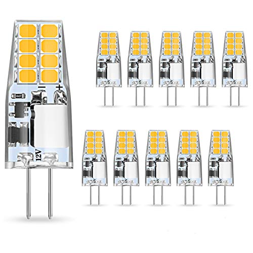 AMBOTHER G4 LED Lampen, 3W LED Birnen ersetzt 35W Halogenlampen, Warmweiß 12V AC/DC LED Leuchtmittel, 350LM Kein Flackern Nicht Dimmbar 360° Lichtwinkel G4 Licht, Stiftsockellampe Glühbirnen 10er Pack