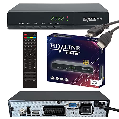 HD-Line & Leyf 410 Digitaler Satelliten Receiver - DVB-S / DVB-S2 - Full HD 1080p Digital Satellit für TV + HD Kabel [Vorprogrammiert für Astra , Hotbird und Türksat] Sat Receiver