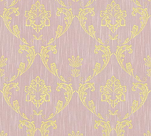 Architects Paper Textiltapete Metallic Silk Tapete mit Ornamenten barock 10,05 m x 0,53 m metallic rosa Made in Germany 306585 30658-5