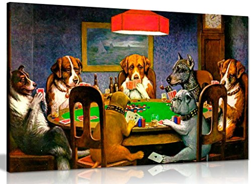 Wandbild, Kunstdruck, Motiv: Poker spielende Hunde - C. M. Coolidge, Leinwand-Kunstdruck, Bild, A1 76x51 cm (30x20in)
