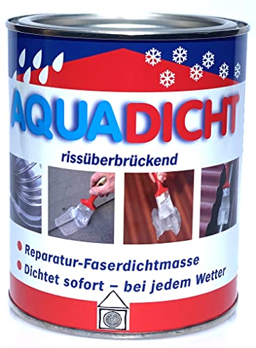 Aqua Dicht - Reparatur Faserdichtmasse 750 ml Dose grau - Dichtet sofort bei jedem Wetter
