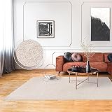 Paco Home Teppich Wohnzimmer Schlafzimmer Kurzflor Waschbar Bis 30 Grad Einfarbiges Design Meliertes Muster Weich Moderne Deko, Grösse:120x160 cm, Farbe:Creme