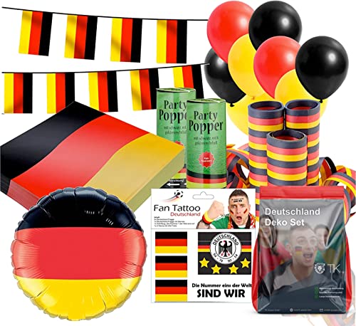 XXL Deutschland Deko Dekoration Set Fanartikel Tischdekoration mit über 50 Teilen für Fußball WM, EM