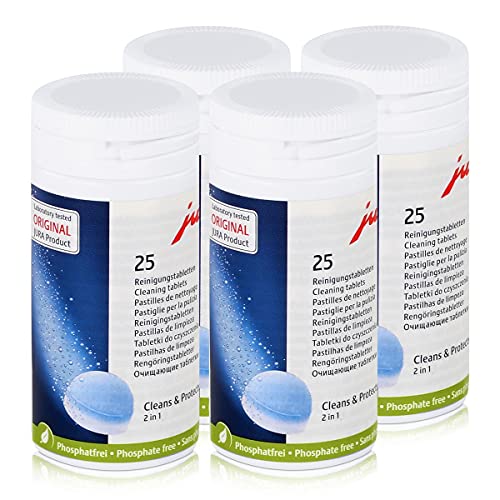 Jura Reinigungstabletten 62535 - Phosphatfrei - 25 Tabletten (4er Pack)