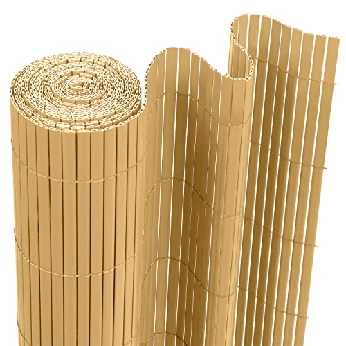 Jopassy PVC Sichtschutzmatte,Bambus Sichtschutzzaun mit Kabelbindern,UV-beständig, schimmelfrei und pflegeleicht,Verstärkt Starke Privatsphäre für Garten Balkon Terrasse(80 * 400cm)