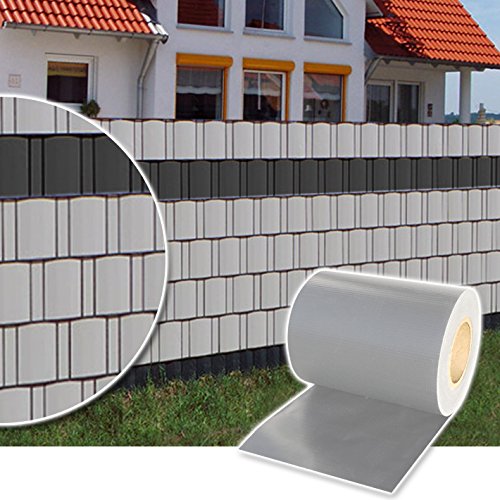 Plantiflex Sichtschutz Rolle 35m Blickdicht PVC Zaunfolie Windschutz für Doppelstabmatten Zaun (Grau)