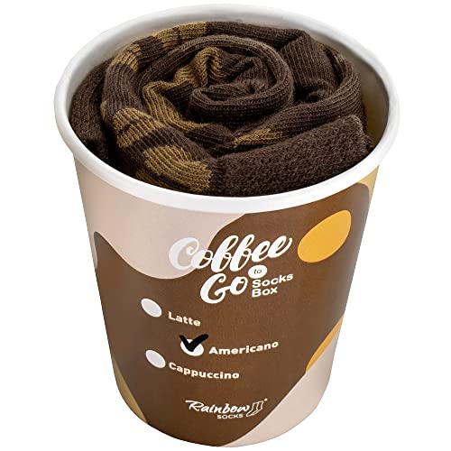Rainbow Socks - Damen Herren Lustige Sockendose Kaffeesocken für sie und für ihn Americano Geschenk - 1 Paare - Größen 41-46