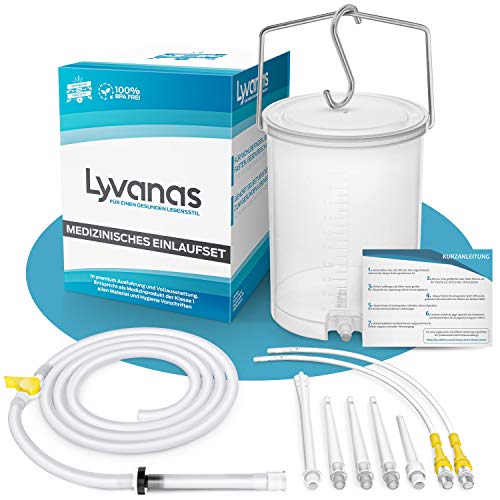 Lyvanas Einlaufset für Darmeinlauf (2 Liter) - einfach & angenehm - Irrigator zur Darmreinigung in Vollausstattung - Einlauf Set sicher & hygienisch (Modell 2022)
