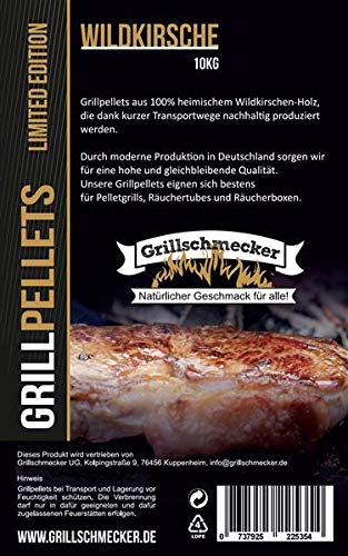 Grillschmecker Grillpellets Wildkirsche - Holzpellets für Grill, Pelletofen & Smoker - Sonderedition Wildkirsche 10 kg