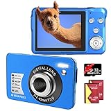 YinFun Digitalkamera 48MP 2.7K Fotoapparat 16X Digital Zoom 2,7 Zoll TFT LCD Kompaktkamera mit 32 GB SD-Karte und 2 Batterien (Blau)