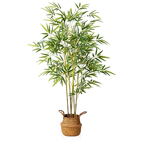Kazeila Kunstpflanze Bambus Groß 140cm Kunstbaum Künstliche Pflanzen im Topf für Dekoratives Wohnzimmer Wohnung Balkon Büro(1Pack)