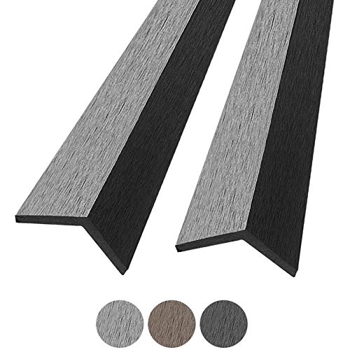 Montafox 5 Stück WPC Abschlussleisten Abdeckleiste Terrassendielen Dielen L-Leiste 190 cm - Grau