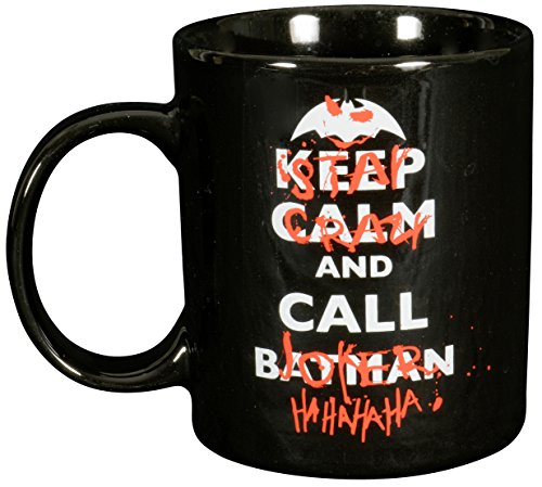 BATMAN, Porzellan, ca. 300ml Keep Calm, Stay Crazy and Call Joker-0122041 Tasse, Keramik, schwarz, 1 Stück (1er Pack)