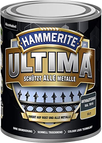 5379759 Hammerite ULTIMA Metallschutz Lack Rost 750ml Matt Anthrazitgrau RAL 7016