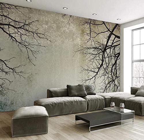 Fototapete Retro Baum Ast Himmel Minimalistische Nordische 3D Effekt Tapeten Tapete Wandbilder Wohnzimmer Schlafzimmer Dekoration Moderne Wanddeko