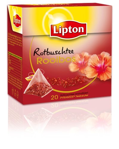 Lipton Rotbuschtee Rooibos mit Hibiskusblüten (Pyramide -Teebeutel), 3-er Pack (3 x 20 Teebeutel)