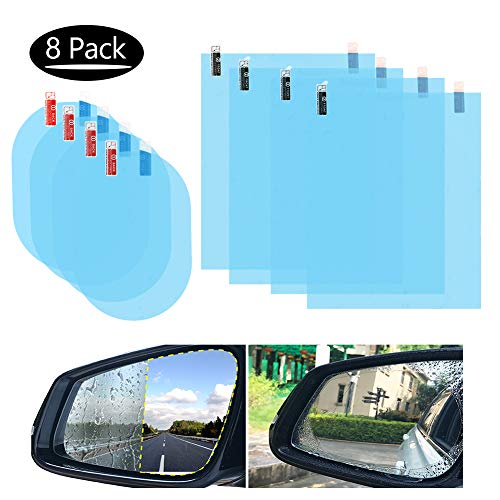 8 Stücke Rückspiegel Regenschutzfolie Auto Regengeschützte Auto Rückspiegel Wasserdichte Folie, Wasserdichte Spiegelfolie für Auto Spiegel und Seiten Fenster