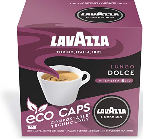 Lavazza A Modo Mio Lungo Dolce, Kaffee, Kaffeekapseln, Arabica, 80 Kapseln, 5er Pack