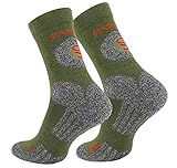 STARK SOUL Trekking Wandersocken für Damen & Herren, 2 Paar Atmungsaktive Gepolsterte Outdoor-Socken (Khaki, 39-42)