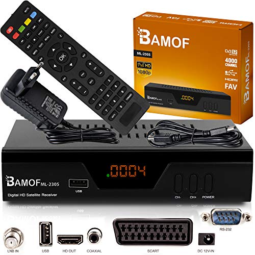hd-line Bamof 2305 Digital Satelliten Sat Receiver - (HDTV, DVB-S/S2, HDMI, SCART, 2X USB 2.0, Full HD 1080p) [Vorprogrammiert für Astra Hotbird Türksat] [Energieklasse A+++]