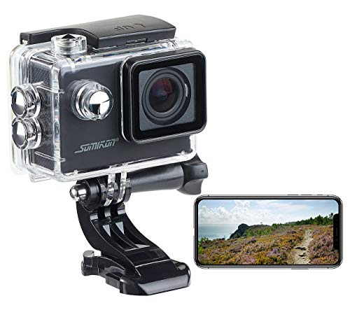 Somikon Action Cam 4K 60fps: Einsteiger-4K-Action-Cam, WLAN Full HD (60 fps) mit Unterwassergehäuse (Motorrad Dashcam)