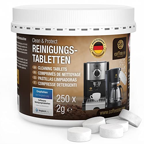 Coffeeano 250 Reinigungstabletten für Kaffeevollautomaten und Kaffeemaschinen Clean&Protect. Reinigungstabs kompatibel mit Jura, Siemens, Krups, Bosch, Miele, Melitta, WMF uvm.
