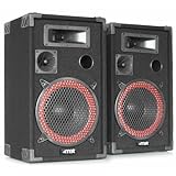 MAX XEN-3508 Passive PA Lautsprecher Set, 500 Watt Partyboxen Set, 10 Zoll Passiv, Disco, DJ Party Lautsprecher, Lautsprecherboxen, 8 Zoll - Schwarz