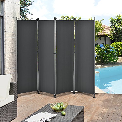 pro.tec Outdoor Trennwand - 170 x 215cm - Paravent Sichtschutz Spanische Wand Garten Grau