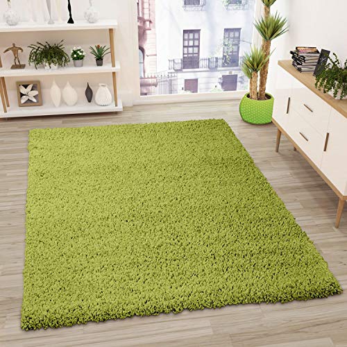 VIMODA Prime Shaggy Teppich Grün Hochflor Langflor Modern, Maße:70x140 cm