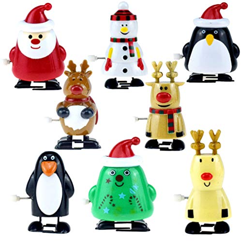 Toyvian 8 Stücke Kinder Aufziehspielzeug Wind Up Pinguin Rentier Weihnachtsbaum Schneemann Weihnachtsmann Figur Uhrwerk Spielzeug Aufziehfigur Weihnachten Deko Figuren Geschenk für Baby Kinder