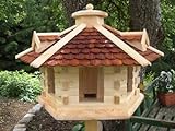 Vogelhaus Vogelhäuser-(V33)-Vogelfutterhaus Vogelhäuschen-aus Holz- Schreinerarbeit-Gaube Braun sehr Groß-