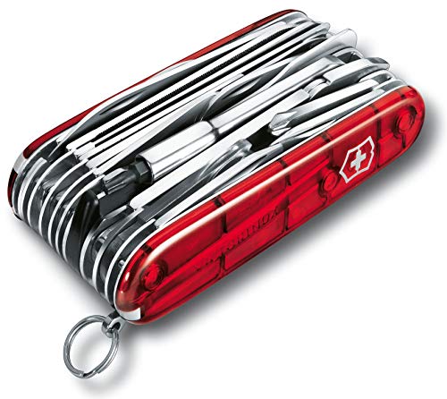 Victorinox, Taschenmesser, Swiss Champ XLT, 91 mm, rot transparent (49 Funktionen, Klinge, Hakenklinge, Kabelklinge, Klinge)
