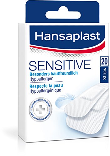 Hansaplast Sensitive Pflaster 20 Strips, hautfreundliche und hypoallergene Wundpflaster, Pflaster mit sicherer Klebkraft, schmerzlos zu entfernen