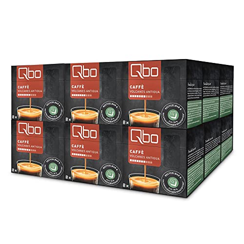 Tchibo Qbo Vorratsbox Caffè Volcanes Antigua Premium Kaffeekapseln, 144 Stück – 18x 8 Kapseln (Kaffee, bittersüße Schokoladenaromen), nachhaltig & aus 70% nachwachsenden Rohstoffen