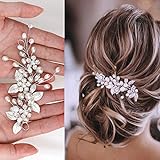 Brateuanoii Silber Kristall Stirnband, Blume Blatt Kopfschmuck, Hochzeit Haarschmuck für die Braut, Haarschmuck für Frauen und Mädchen