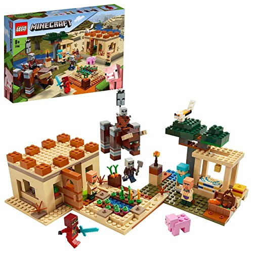 LEGO 21160 Minecraft Der Illager-Überfall Bauset mit Verwüster und Kai, Spielzeug für Kinder